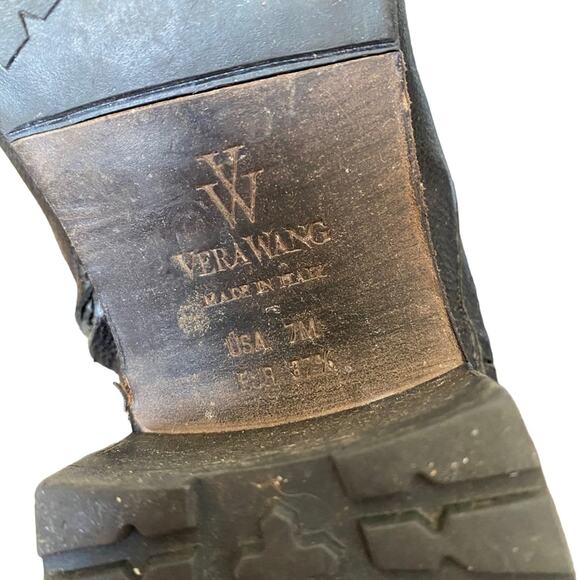 Vera Wang Evan Black Leather Zipper Riding Moto Boots size 7 - Picture 10 of 11